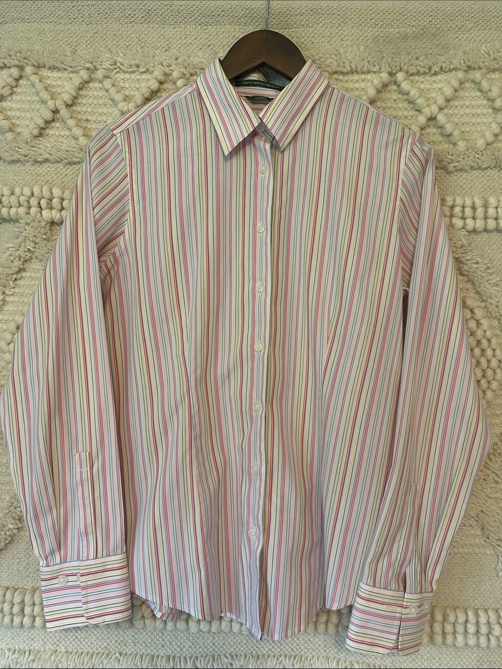 Eddie Bauer Woman's Pink & Yellow Striped Button-Down Shirt